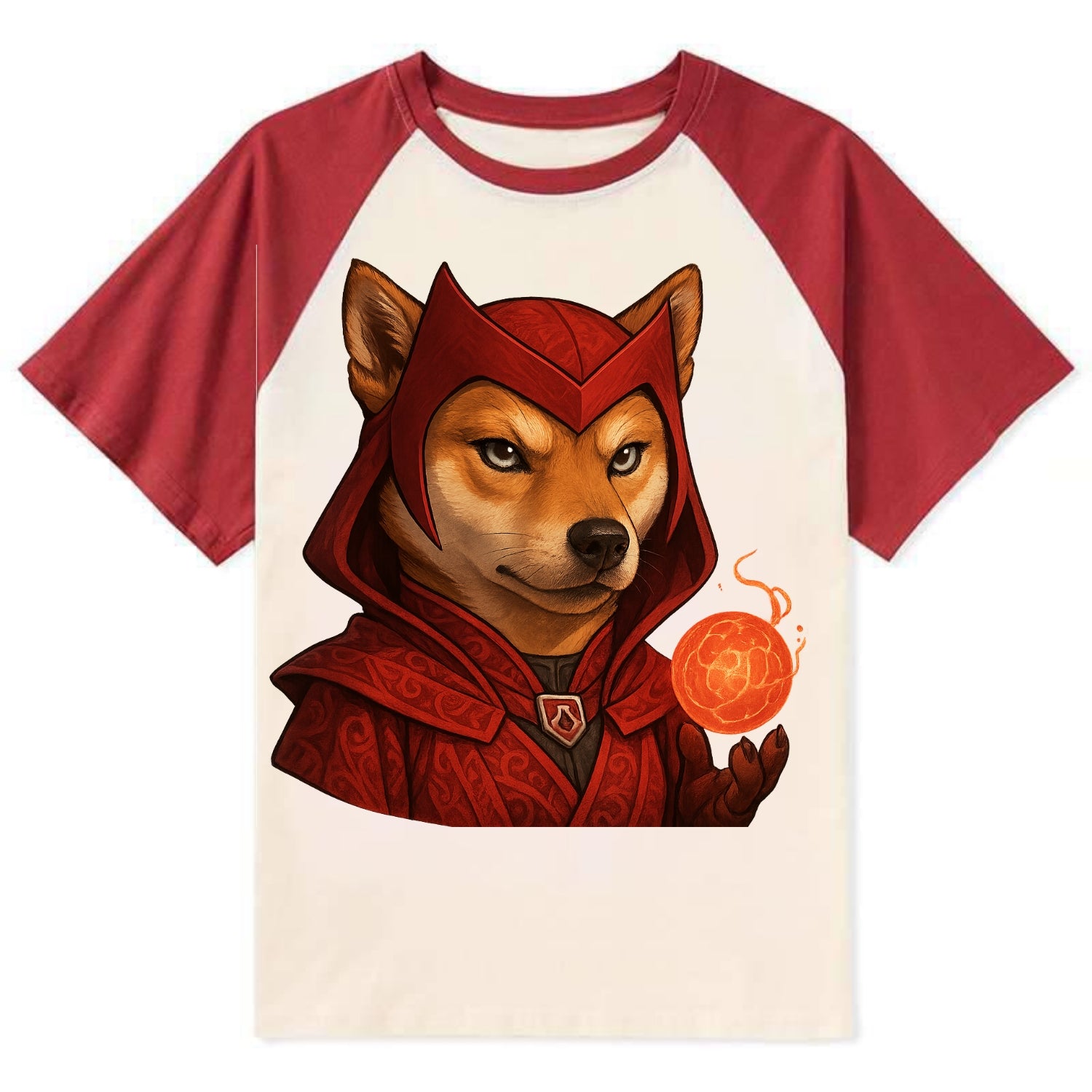 Shiba Inu Scarlet Witch  - Contrast Raglan T-shirt - Red