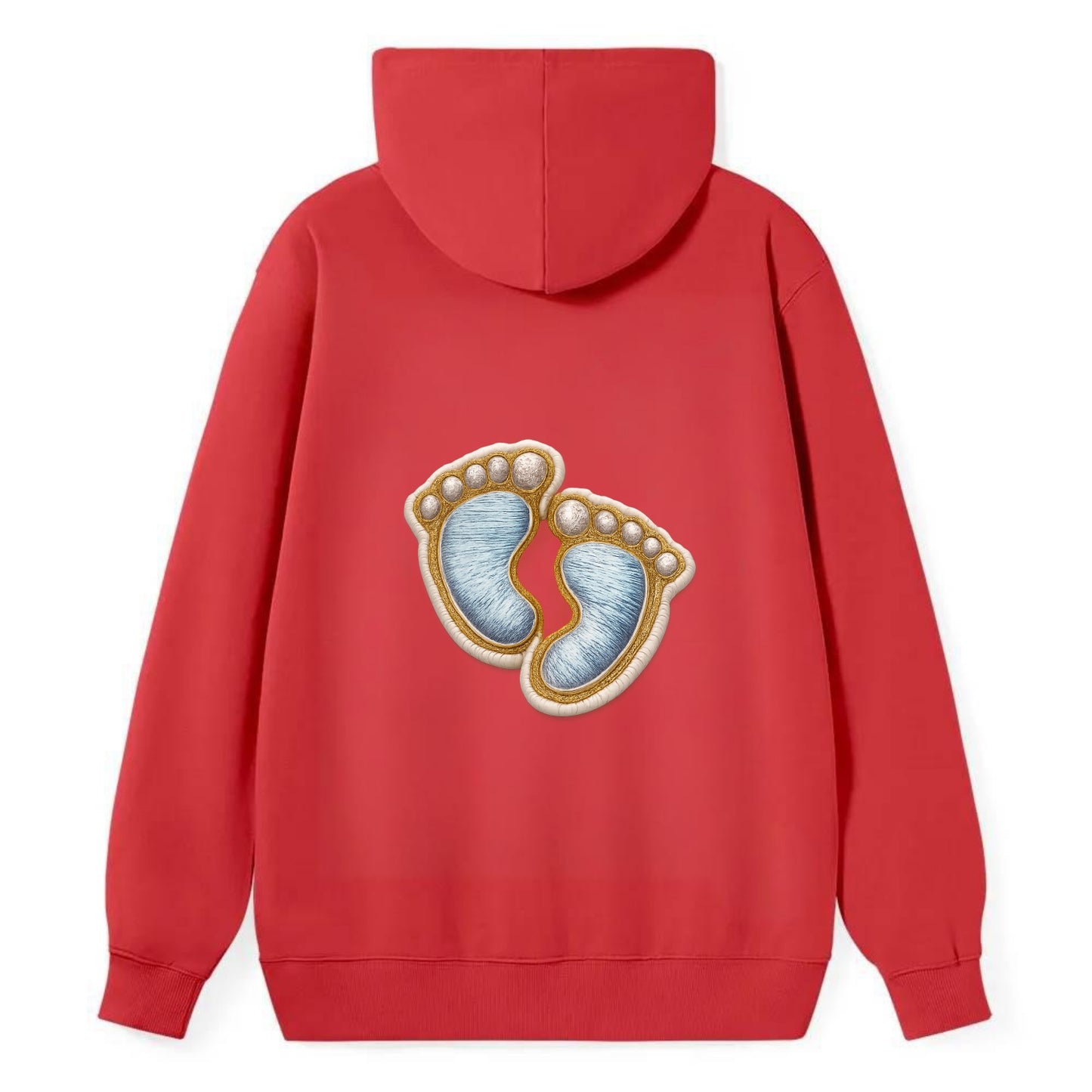 BABY FOOTPRINTS - tiny feet in pink or blue , newborn - Classic Pullover Hoodie - Red
