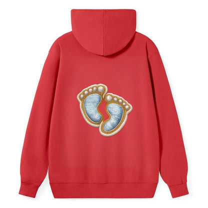BABY FOOTPRINTS - tiny feet in pink or blue , newborn - Classic Pullover Hoodie - Red