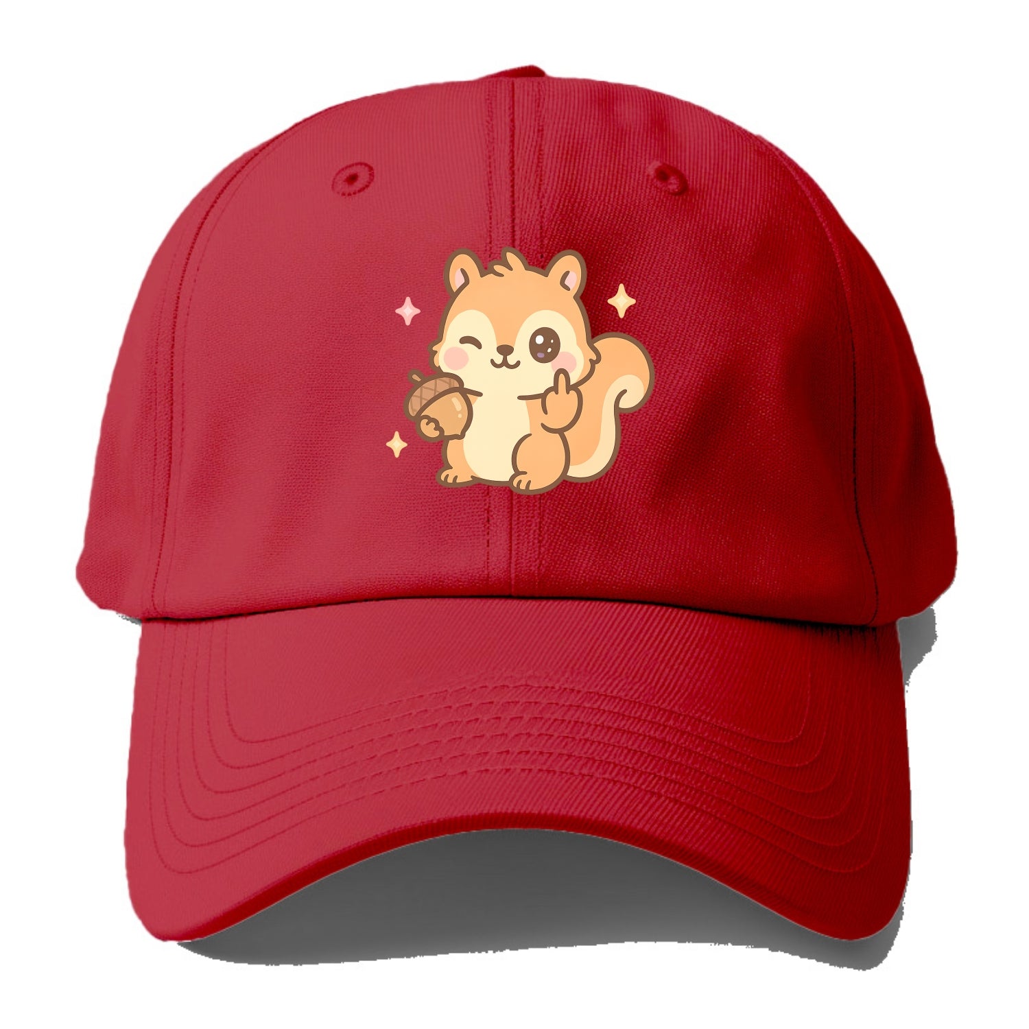 sweet squirrel holding acorn in one paw, flipping off with the other - Baseball Cap - Red