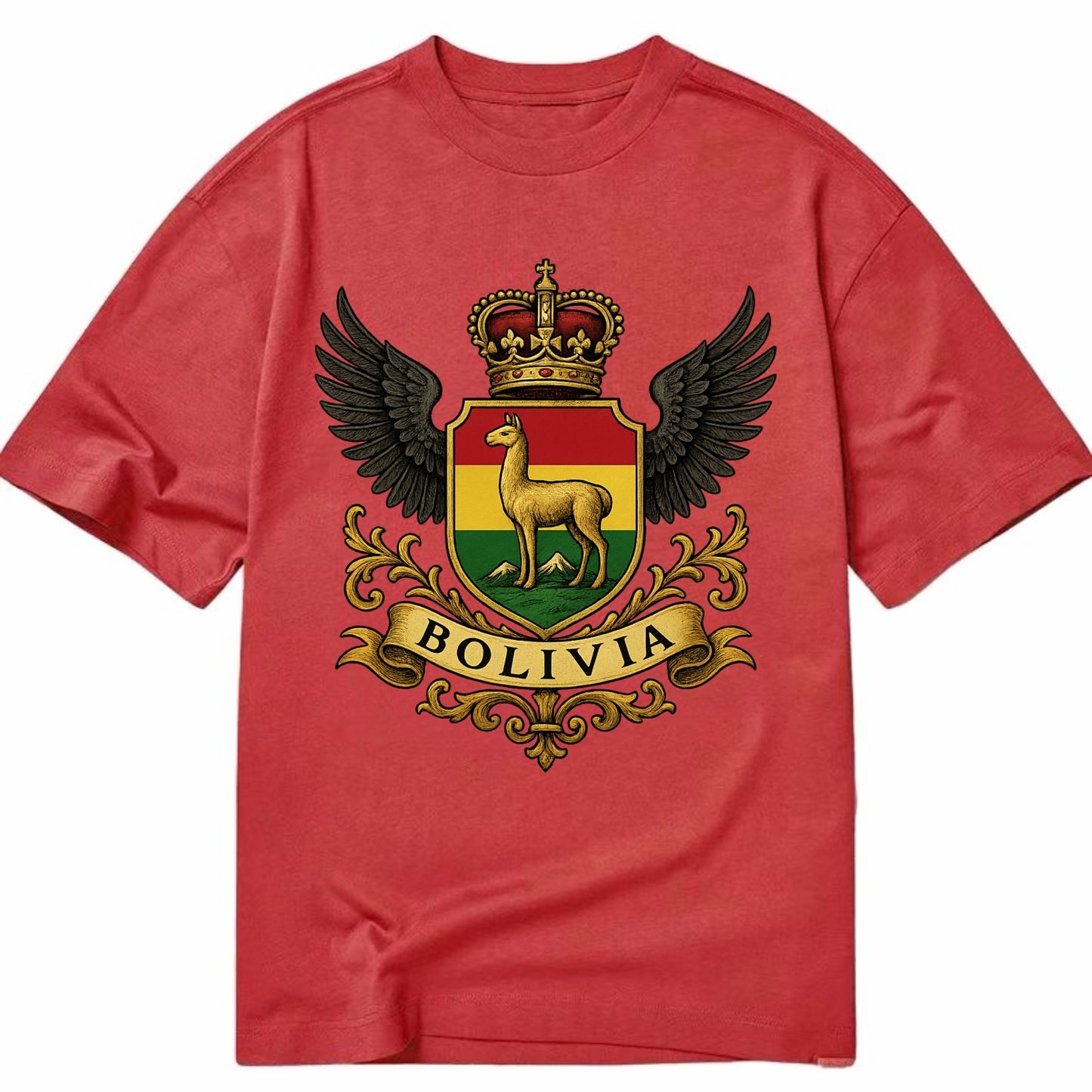 Bolivia Llama Emblem  - Classic T-shirt - Red