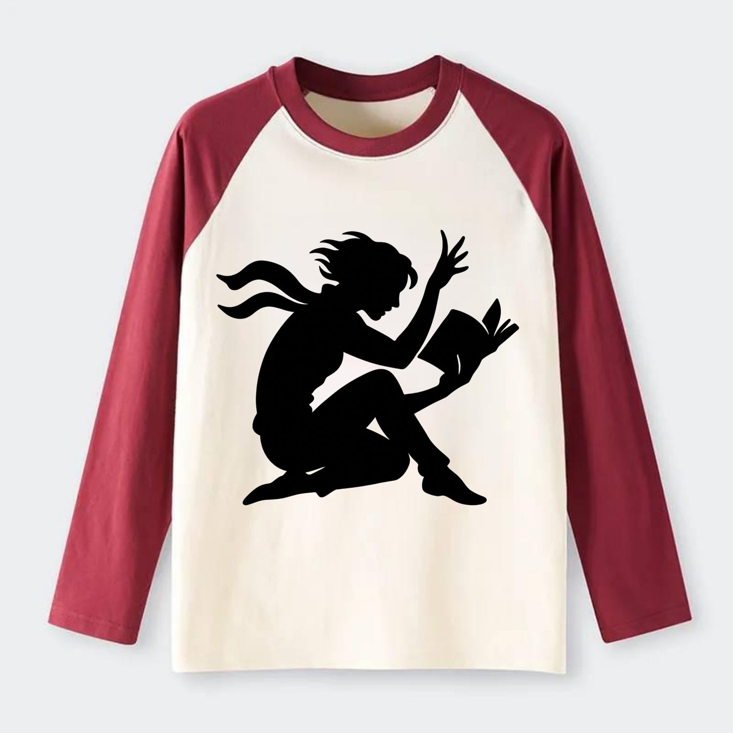 Reader lost in book moment - Raglan Long Sleeve T-Shirt - Red