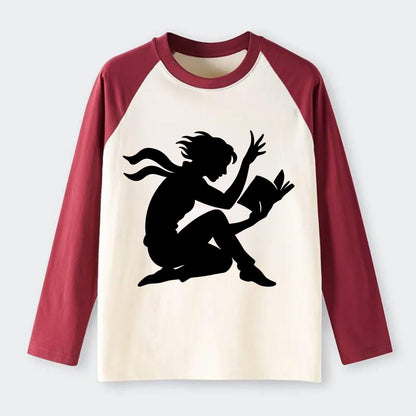 Reader lost in book moment - Raglan Long Sleeve T-Shirt - Red