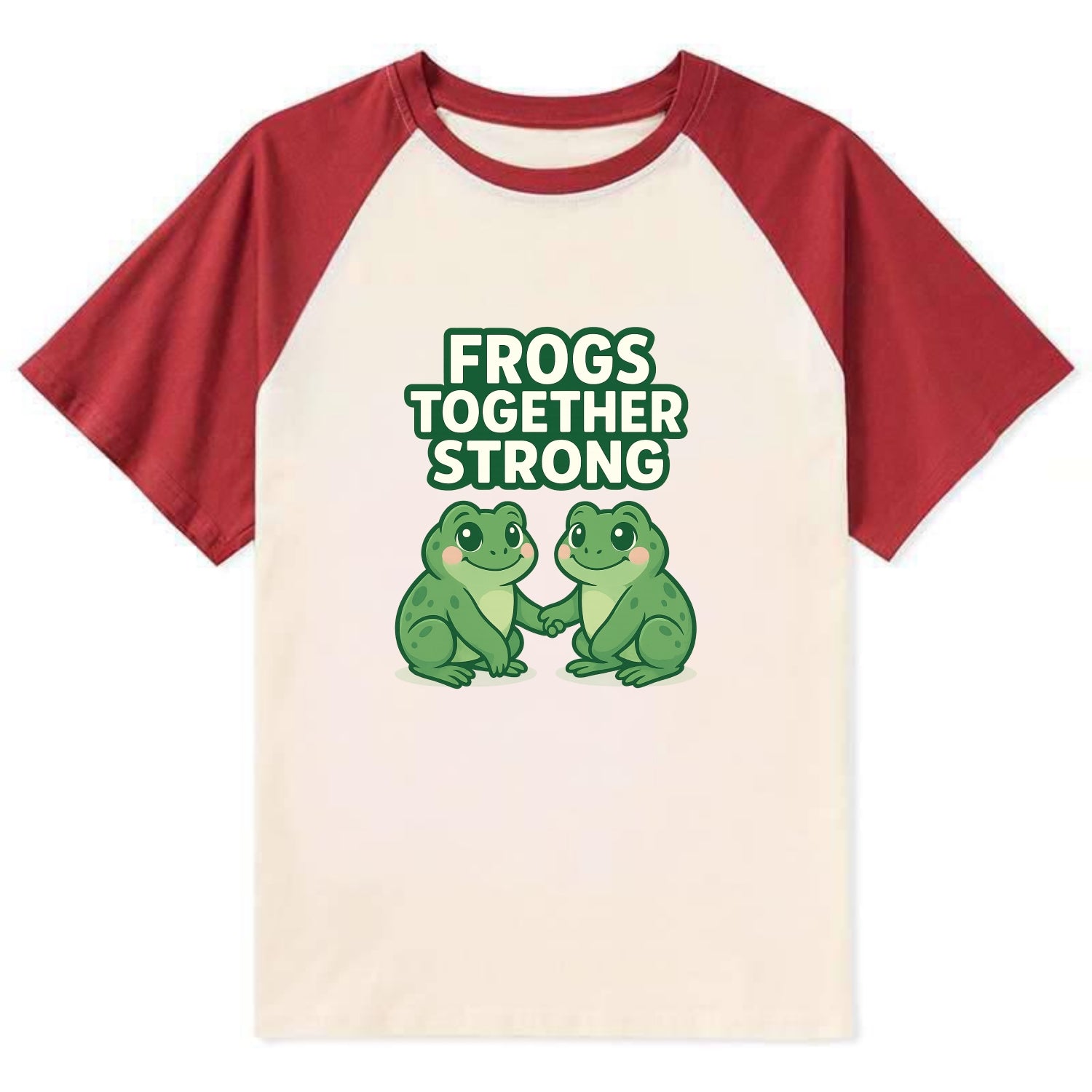 Frogs Together Strong 2 - Contrast Raglan T-shirt - Red