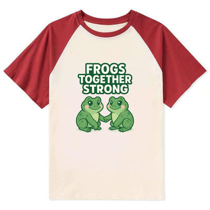 Frogs Together Strong 2 - Contrast Raglan T-shirt - Red