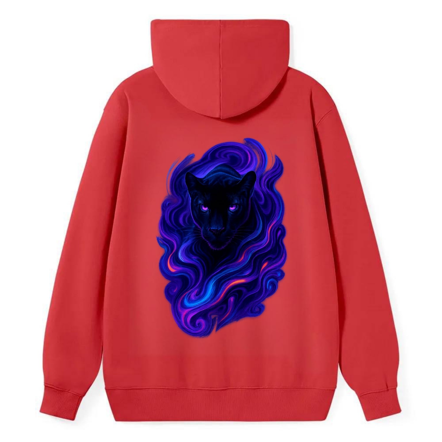 Sleek black panther emerging from swirls of deep purple and electric - Classic Pullover Hoodie - Red