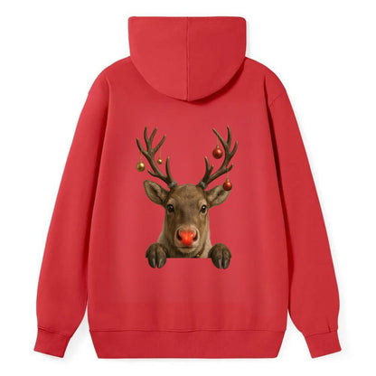 Christmas Reindeer  - Classic Pullover Hoodie - Red