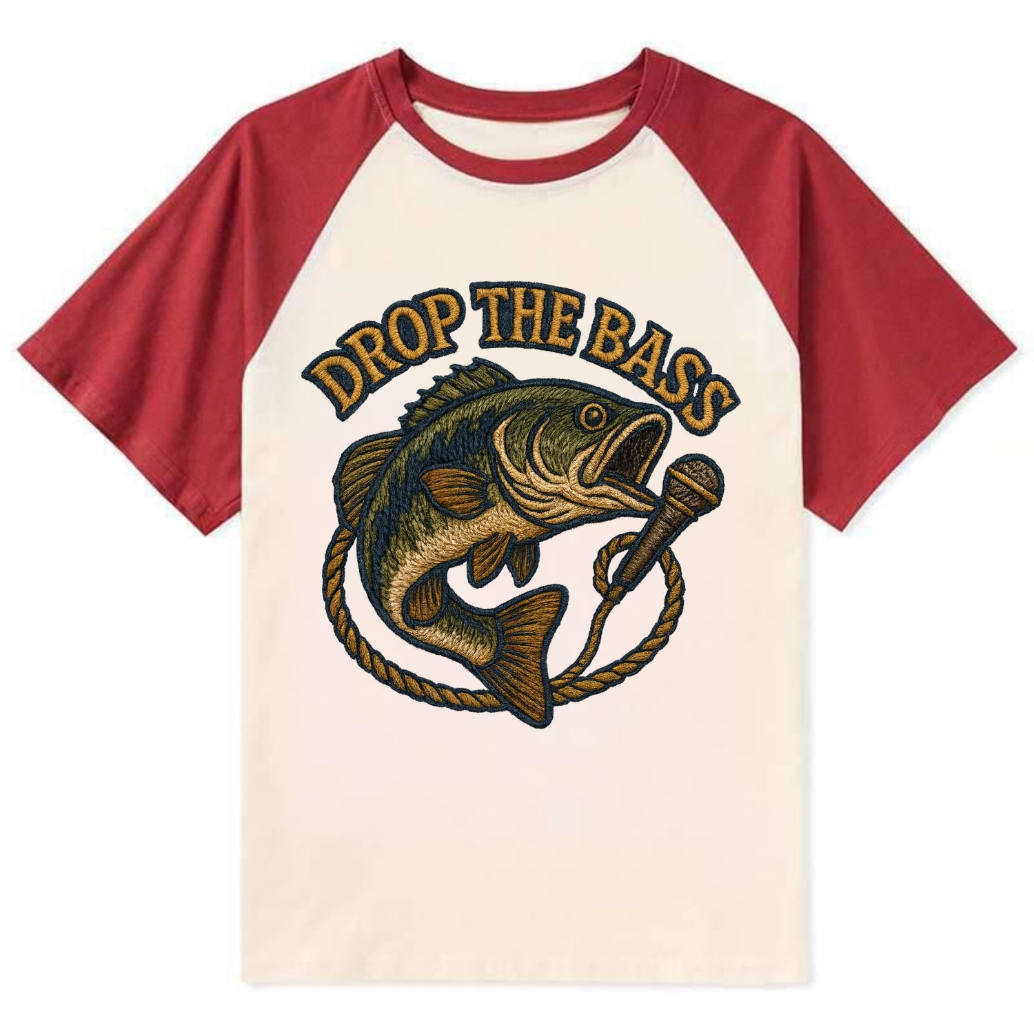 Drop The Bass  - Contrast Raglan T-shirt - Red