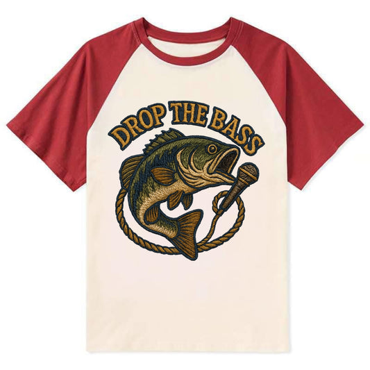 Drop The Bass  - Contrast Raglan T-shirt - Red