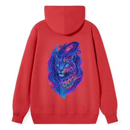 Majestic snow leopard with rainbow gradient spots, crystalline flowing - Classic Pullover Hoodie - Red