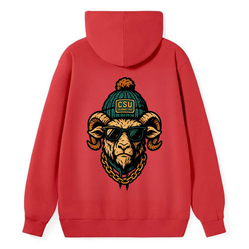 Fort Collins Ram wearing Colorado State beanie with CSU patch - Classic Pullover Hoodie