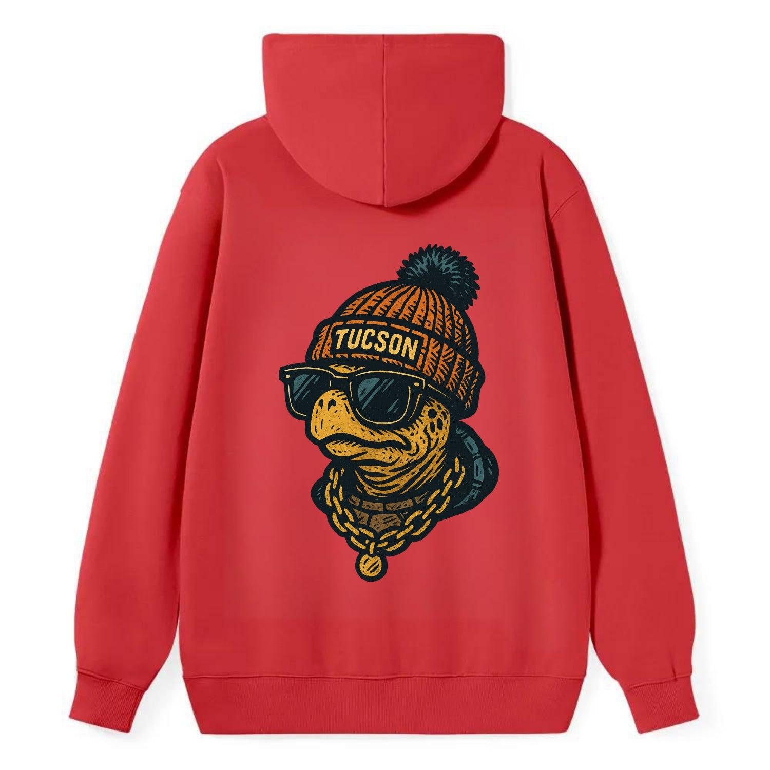 Tucson Desert Tortoise wearing Tucson beanie with pom pom and wayfarer - Classic Pullover Hoodie - Red