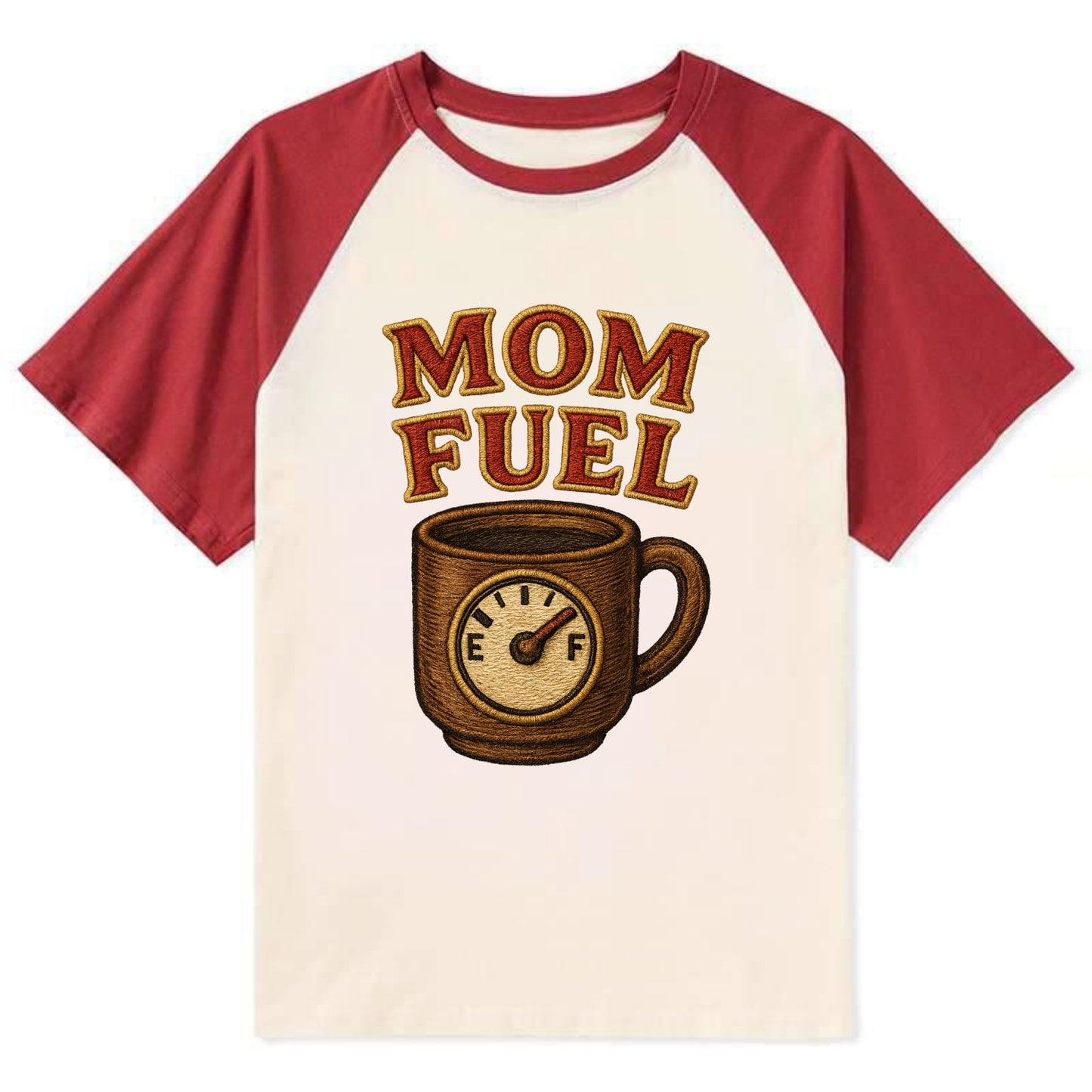 Mom Fuel  - Contrast Raglan T-shirt - Red