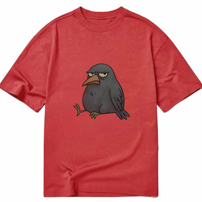 THE CROW JUDGES SILENTLY | Black crow with disapproving look - Classic T-shirt - Red