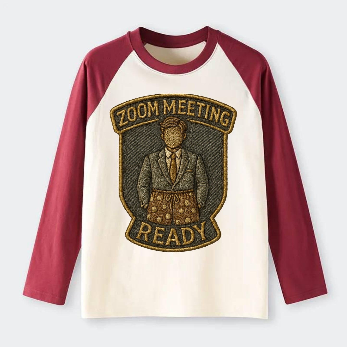 Zoom Meeting Ready  - Raglan Long Sleeve T-Shirt - Red