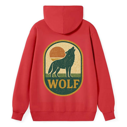 Carbon Fiber Wolf  - Classic Pullover Hoodie - Red