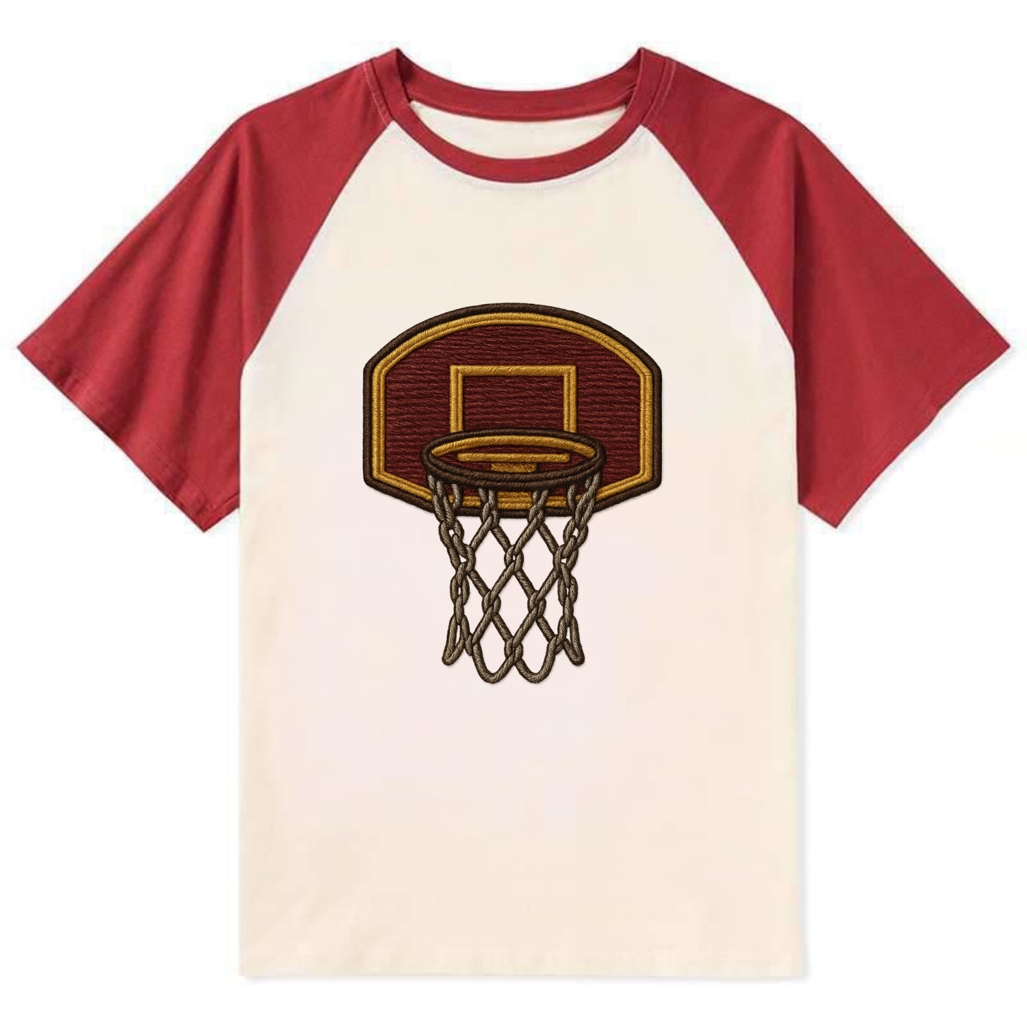 Basketball Hoop  - Contrast Raglan T-shirt - Red
