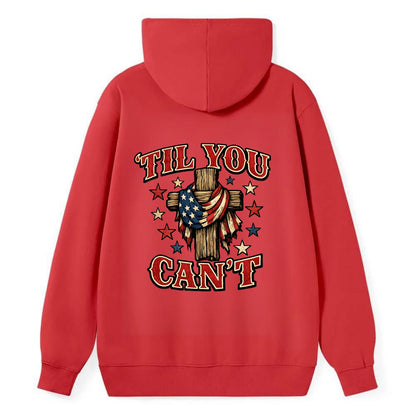 Til You Cant - Flag Cross - Classic Pullover Hoodie - Red