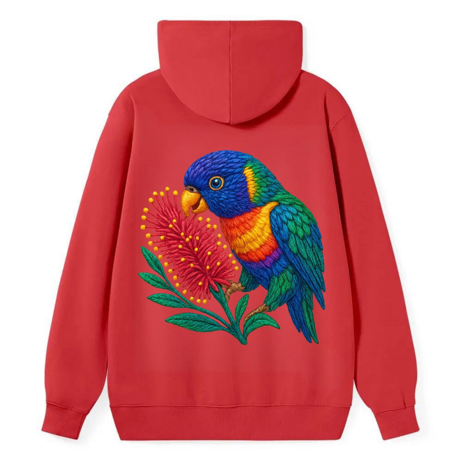 Rainbow Lorikeet Bottlebrush - Classic Pullover Hoodie - Red