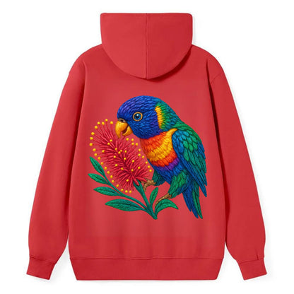 Rainbow Lorikeet Bottlebrush - Classic Pullover Hoodie - Red