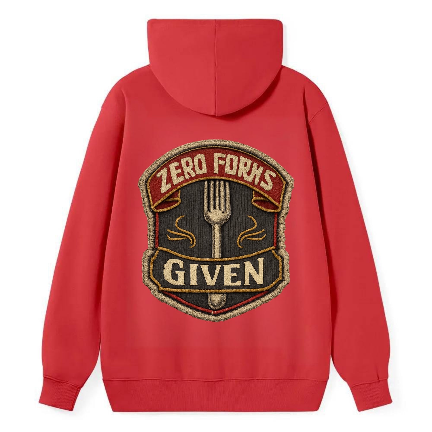 ZERO FORKS GIVEN - fork with text in silver , no cares attitude - Classic Pullover Hoodie - Red