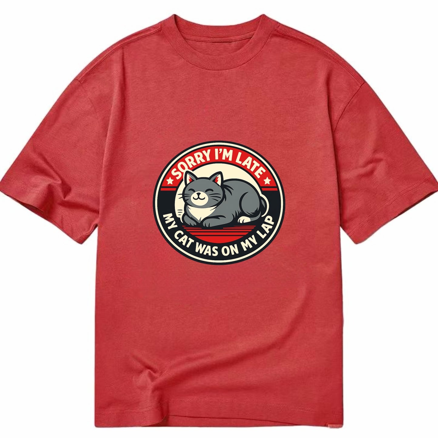 Charming Cat Loaf Excuse Emblem - Classic T-shirt - Red