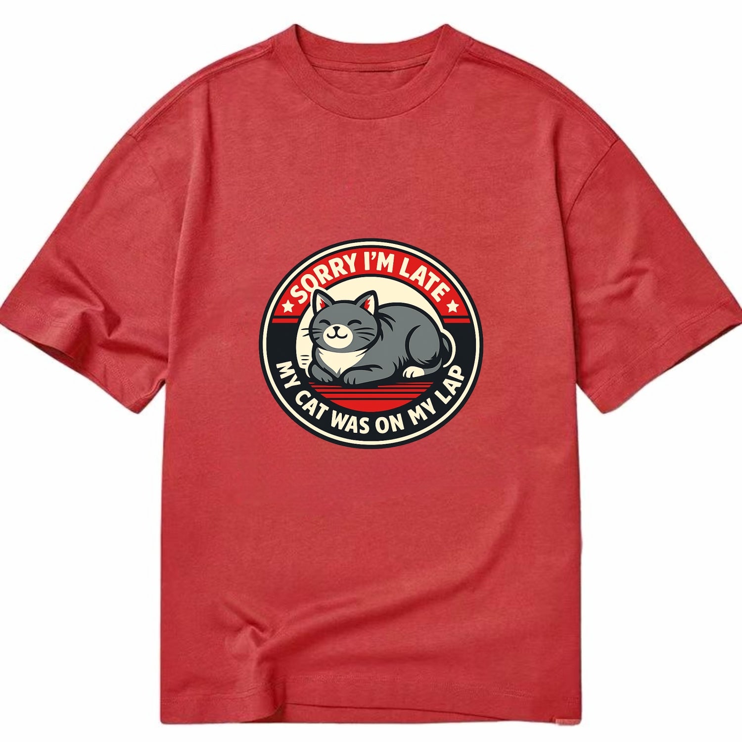 Charming Cat Loaf Excuse Emblem - Classic T-shirt - Red