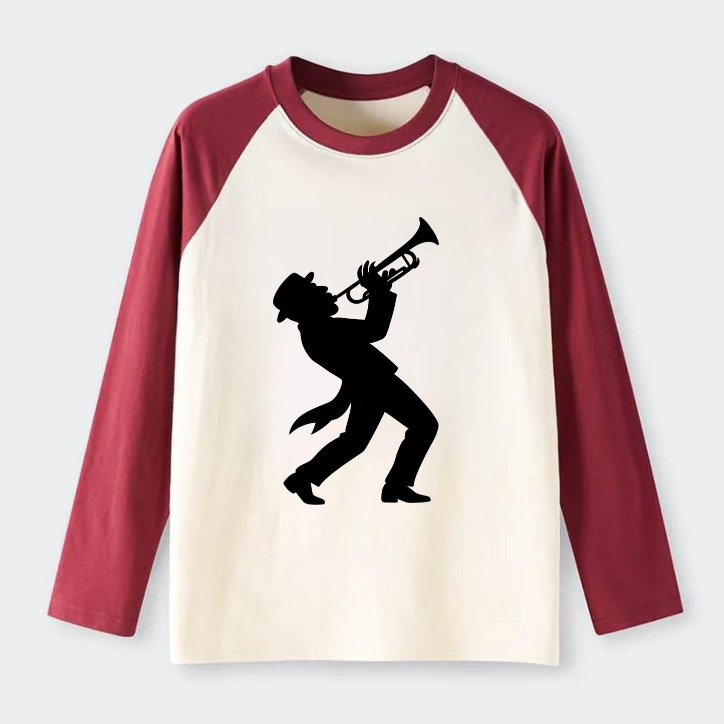 Trumpet player hitting high note - Raglan Long Sleeve T-Shirt - Red