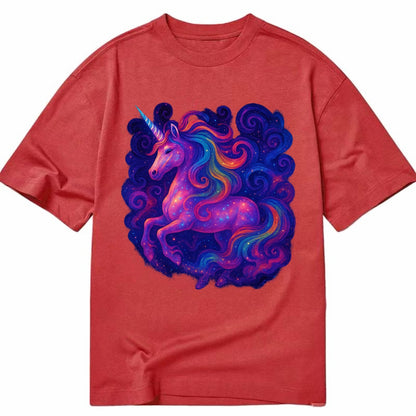 Magical unicorn with flowing rainbow gradient mane, iridescent horn with spiral - Classic T-shirt - Red