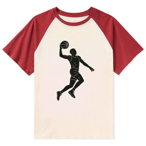 Basketball player dunking silhouette - Contrast Raglan T-shirt