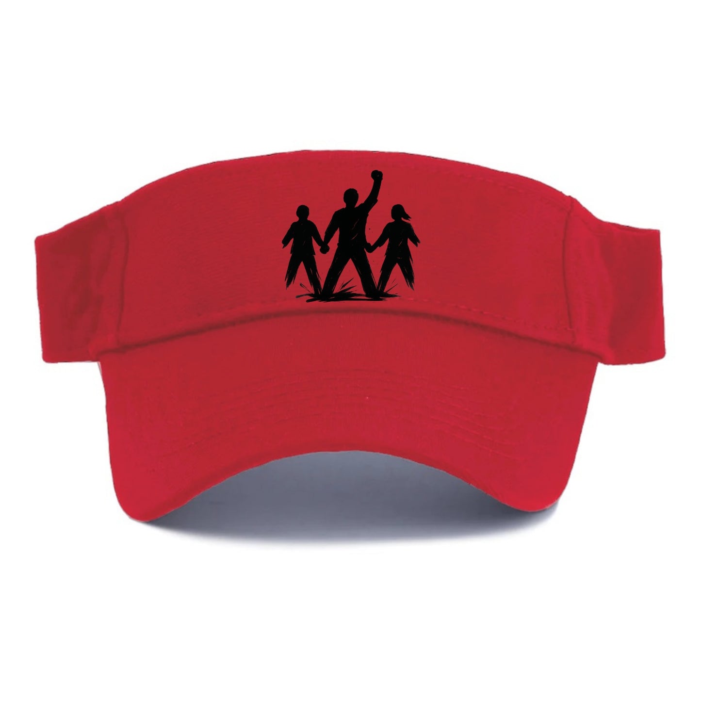 Human chain formation - unity and protection ink brushwork - Visor - Red