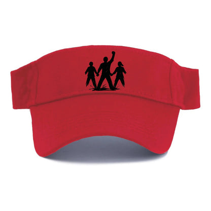 Human chain formation - unity and protection ink brushwork - Visor - Red