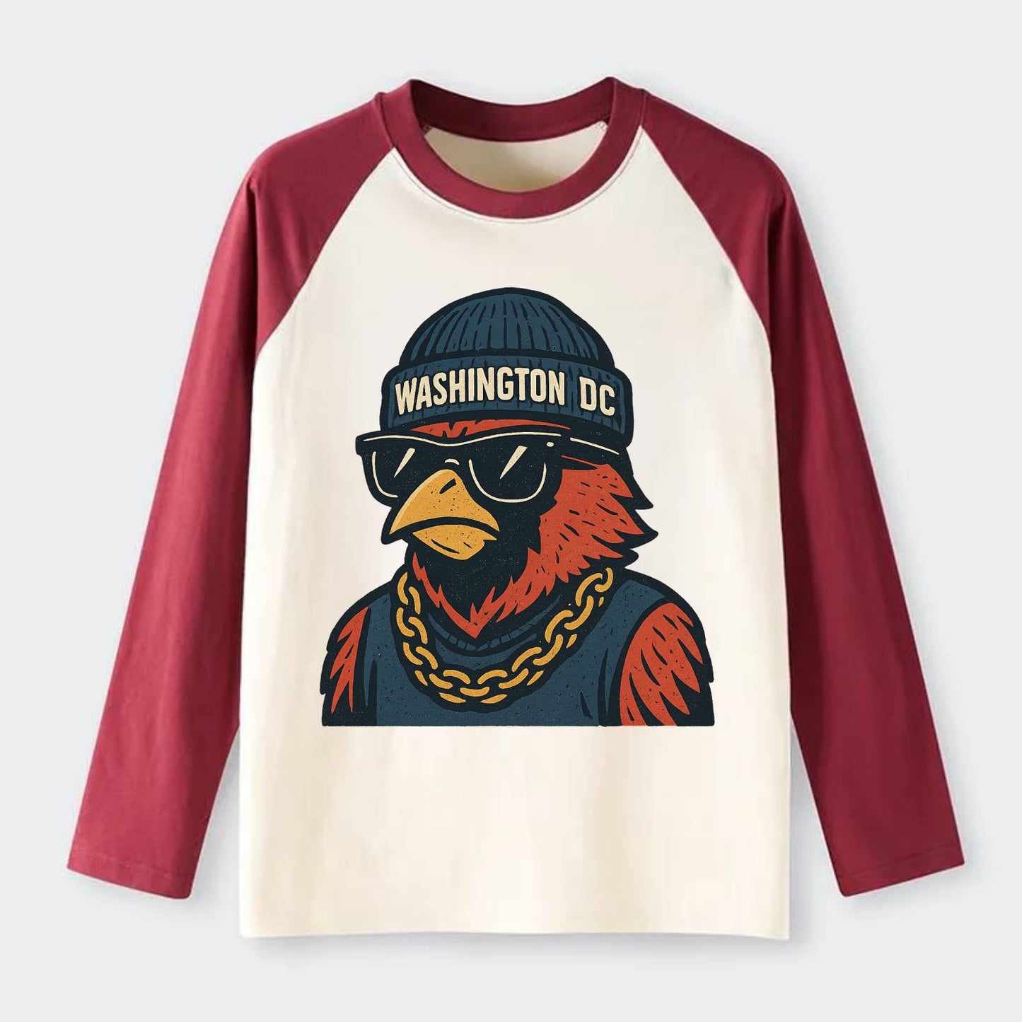 "cardinal" "washington Dc" "dc" "navy" "us East" - Raglan Long Sleeve T-Shirt - Red
