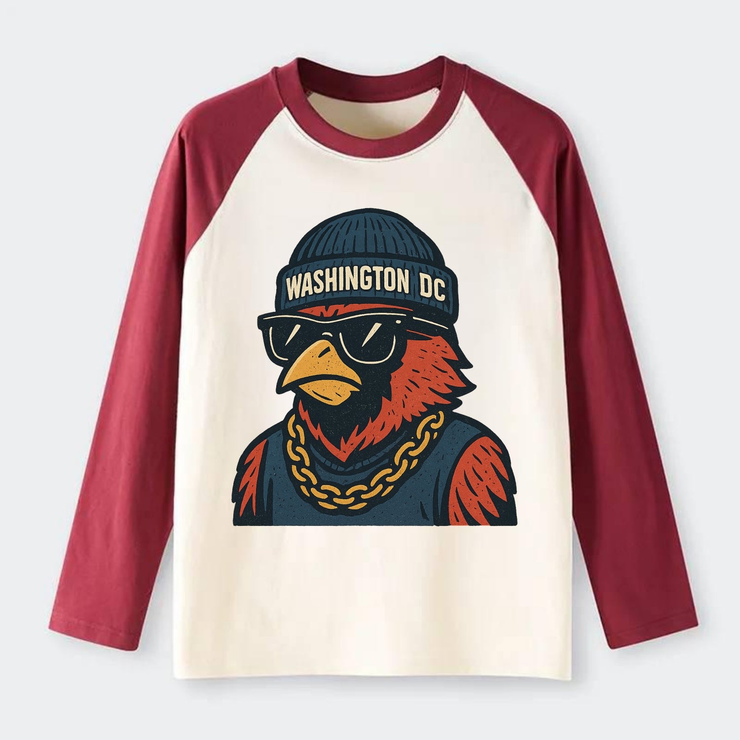 "cardinal" "washington Dc" "dc" "navy" "us East" - Raglan Long Sleeve T-Shirt - Red