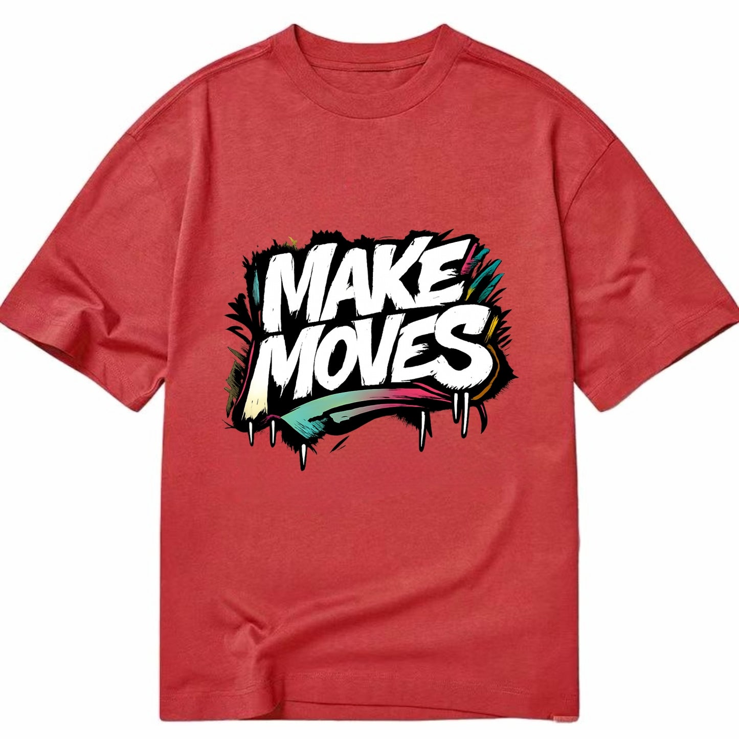 Bold typography design - "MAKE MOVES" - take action, progress forward - Classic T-shirt - Red