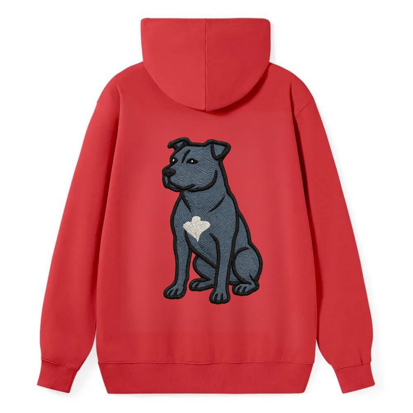 American Staffordshire Terrier - Blue embroidered design - Classic Pullover Hoodie - Red