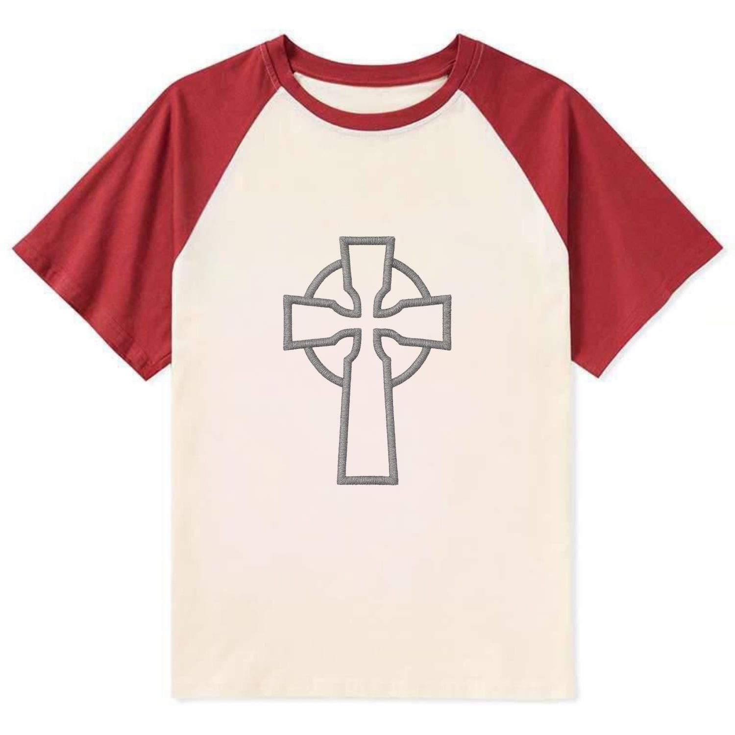 Iona Cross - Contrast Raglan T-shirt - Red