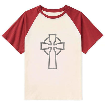 Iona Cross - Contrast Raglan T-shirt - Red