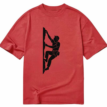 Rock climber reaching for the next hold - Classic T-shirt - Red