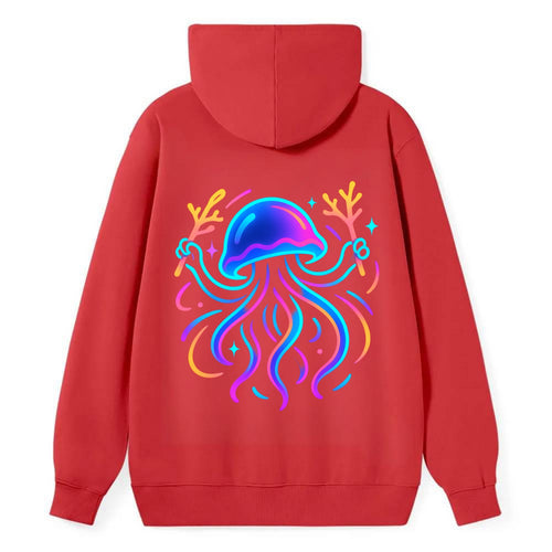 Jellyfish conducting a glow orchestra using coral batons in deep ocean - Classic Pullover Hoodie