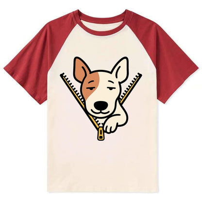 Bull Terrier - Contrast Raglan T-shirt - Red