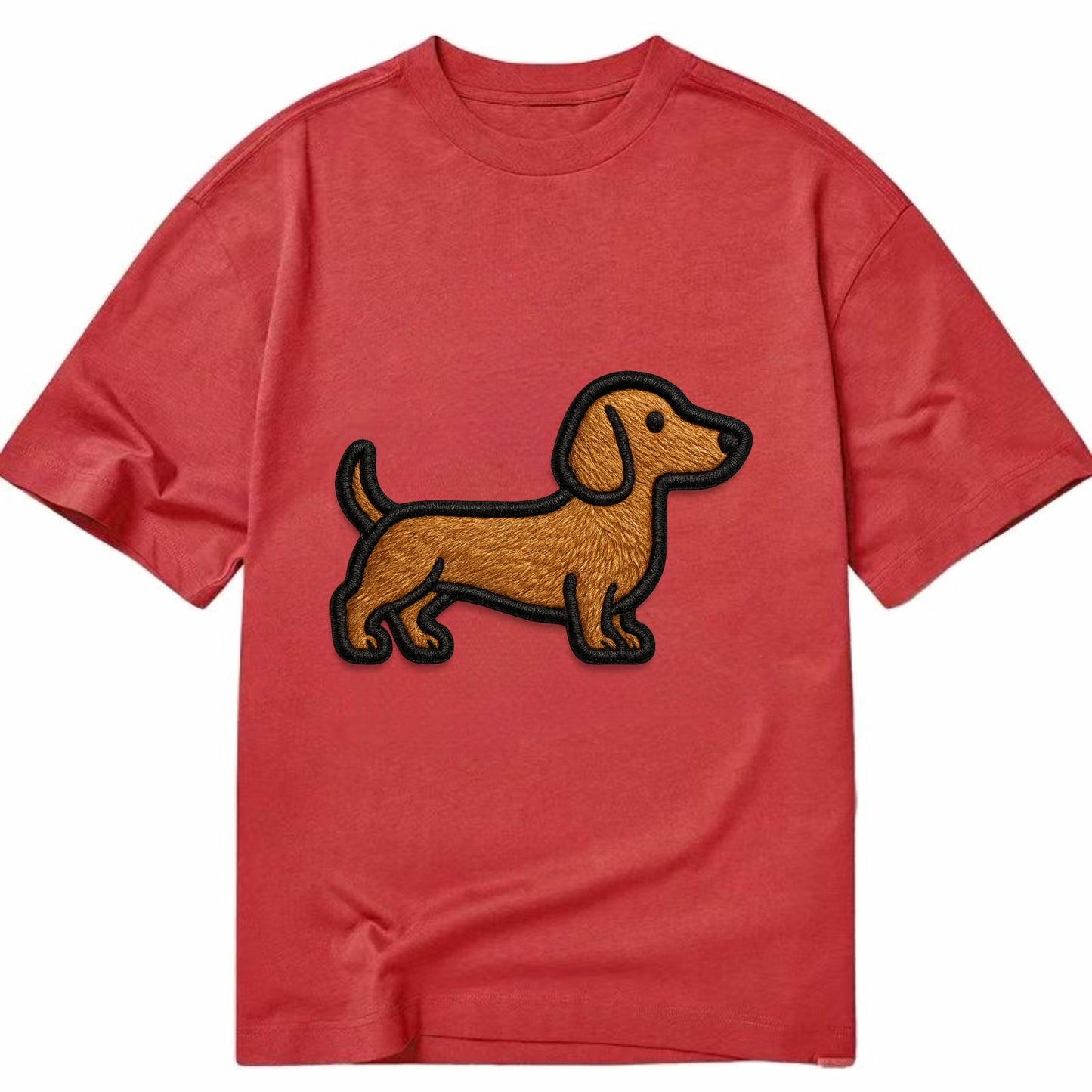 Dachshund - Modern elongated silhouette - Classic T-shirt - Red