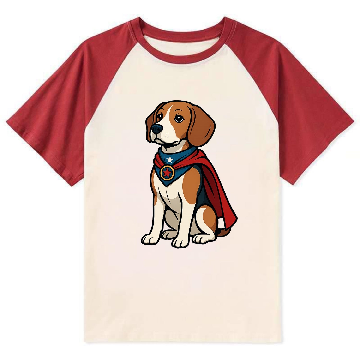 Beagle Patriotic Hero  - Contrast Raglan T-shirt - Red
