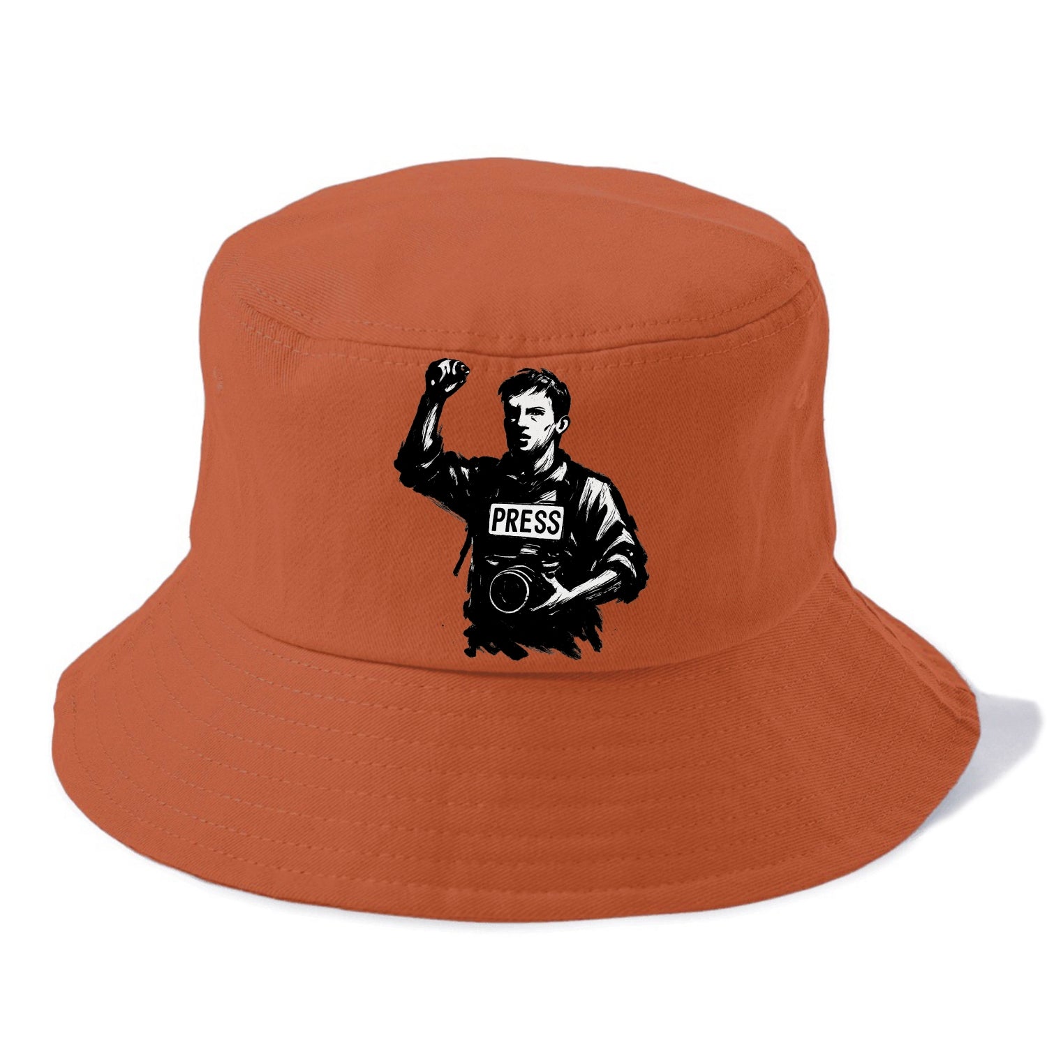 Journalist with camera - press freedom ink painting - Bucket Hat - Red