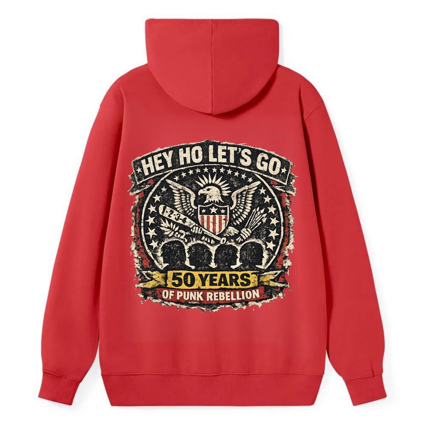 RAMONES LEGACY | Hey Ho Let's Go typography | Presidential seal parody | - Classic Pullover Hoodie - Red