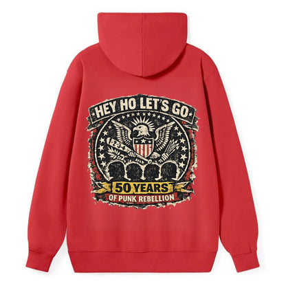 RAMONES LEGACY | Hey Ho Let's Go typography | Presidential seal parody | - Classic Pullover Hoodie - Red