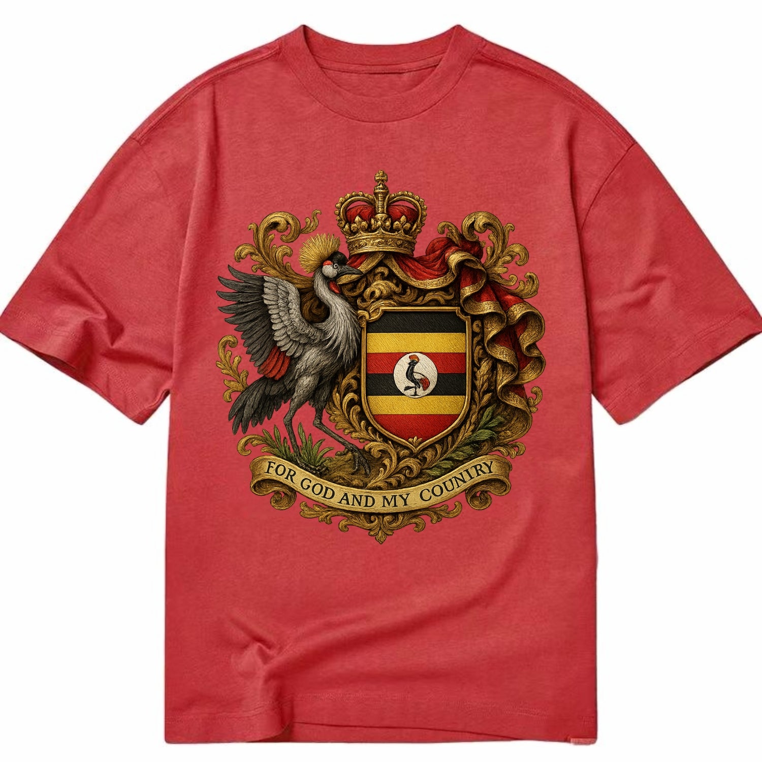 Uganda Crested Crane Emblem  - Classic T-shirt - Red