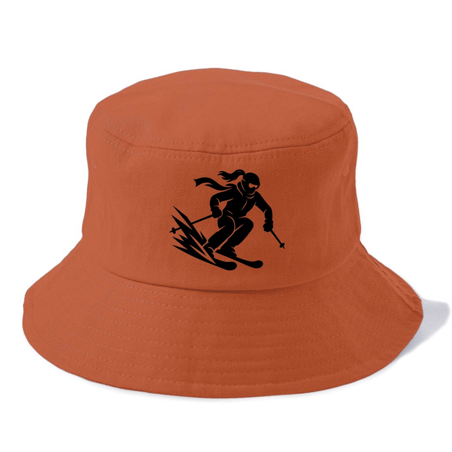 Skier carving down snowy slope - Bucket Hat - Red