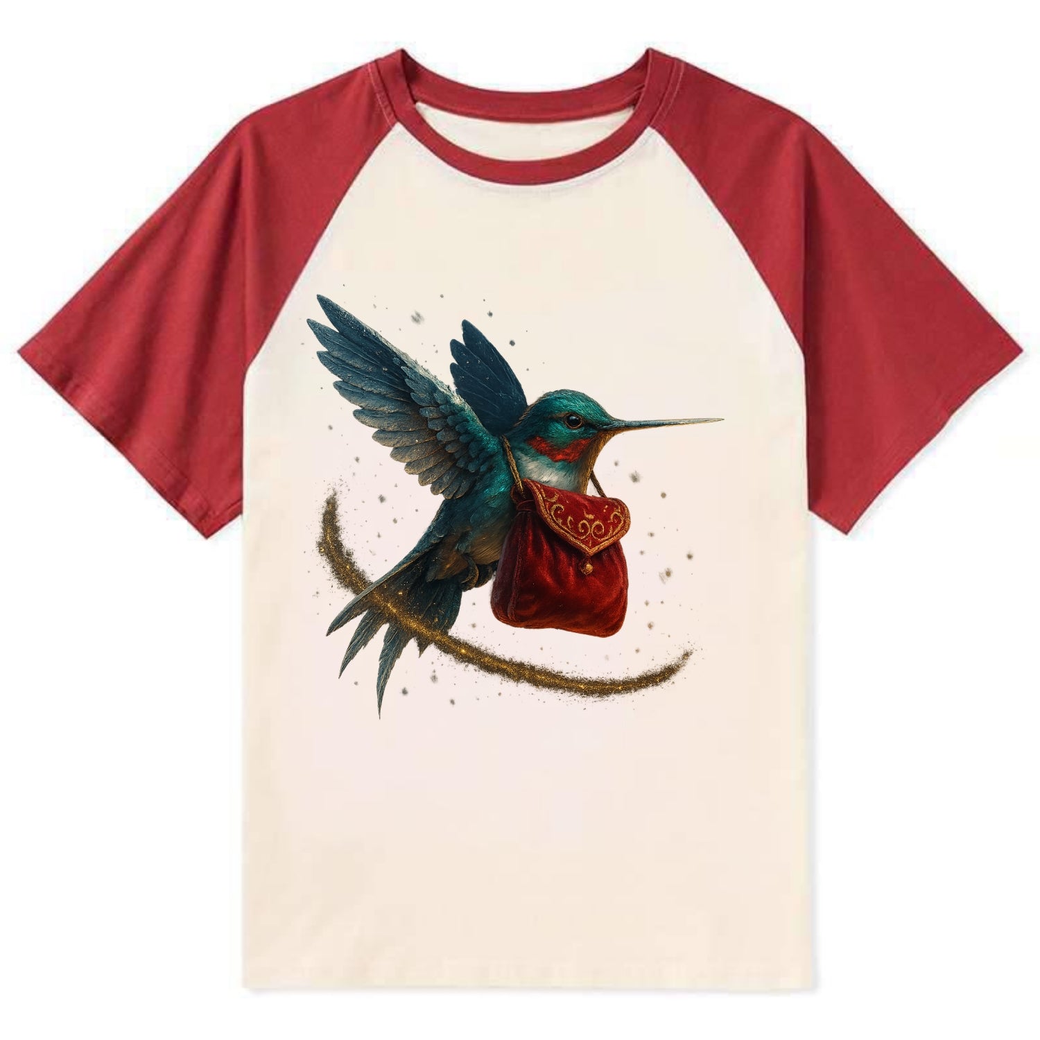 Frostbite Hummingbird Courier  - Contrast Raglan T-shirt - Red