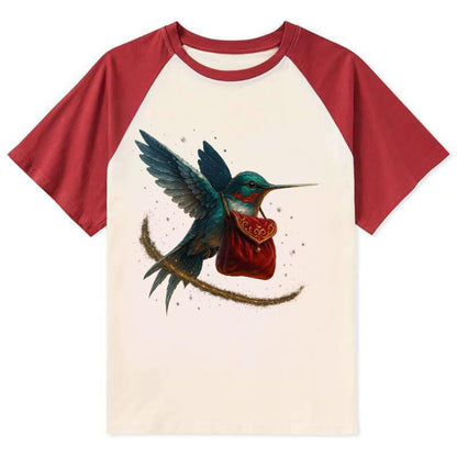 Frostbite Hummingbird Courier  - Contrast Raglan T-shirt - Red
